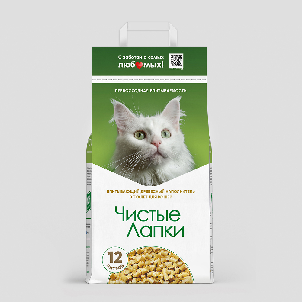 Чистые Лапки Наполнитель для кошачьего туалета древесный впитывающий 12 л 287₽