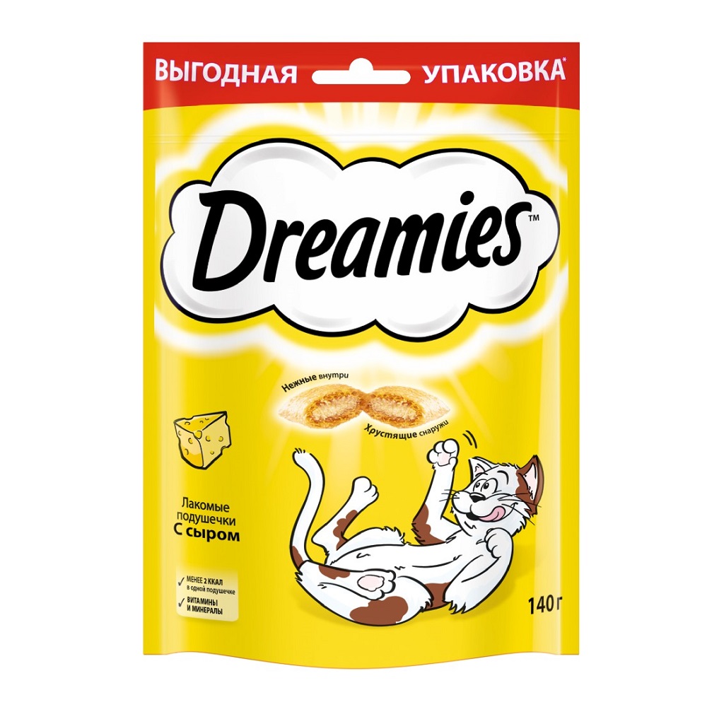 Dreamies Лакомство Подушечки с сыром 140 гр для кошек 227₽