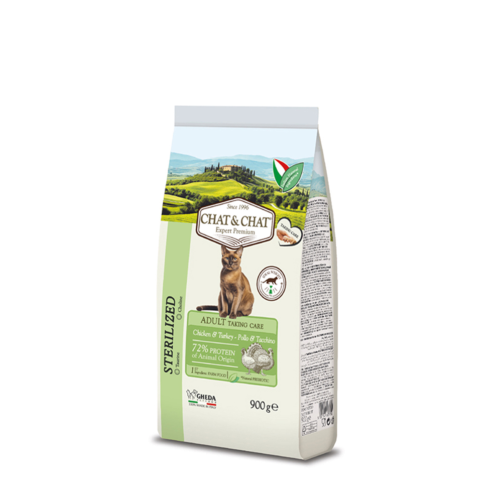 Chat Chat Adult Sterilized Сухой корм для стерилизованных кошек с белым мясом птицы 900 гр 755₽
