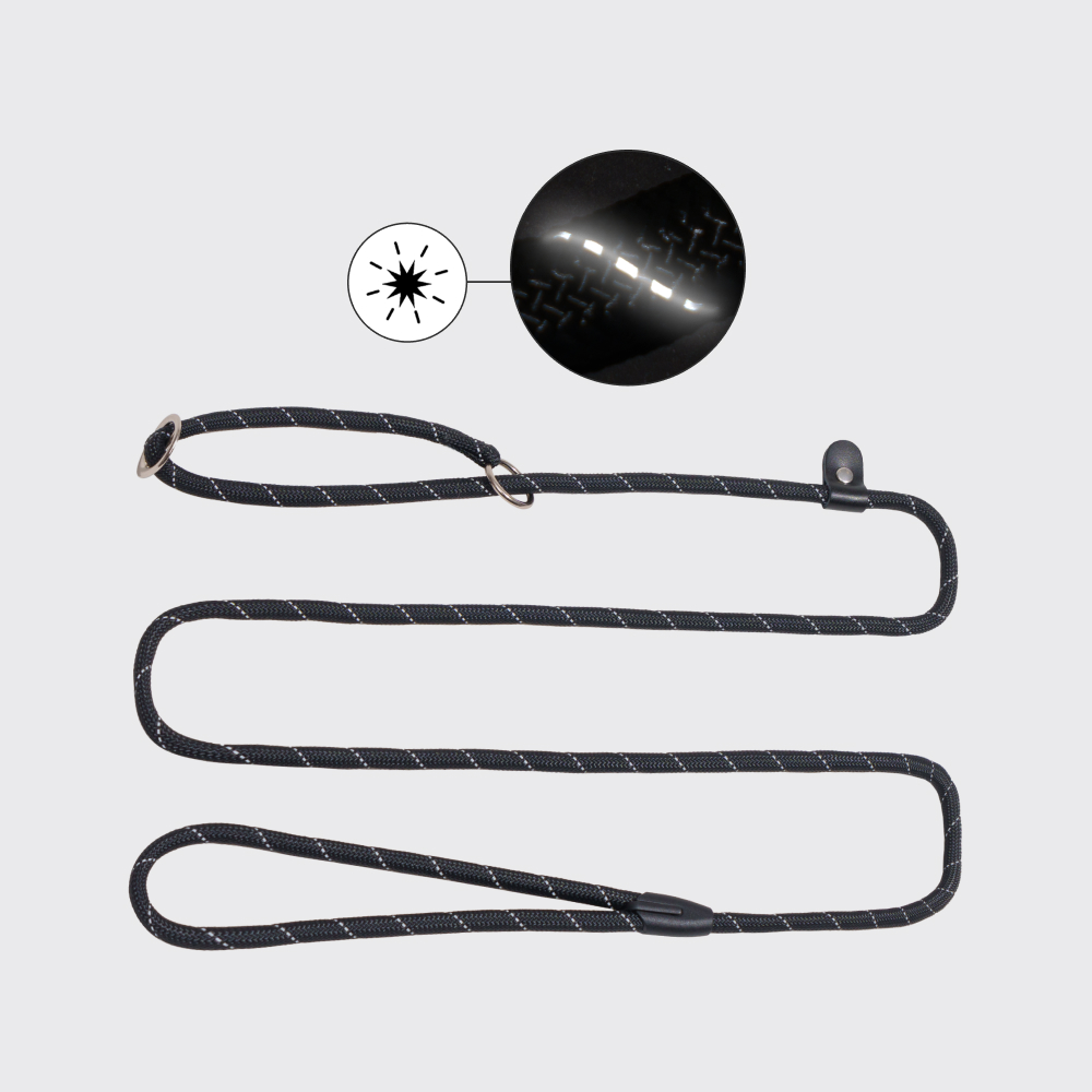 Rungo Поводок с ошейником-полуудавкой Noose Reflect 8mm/160cm черный