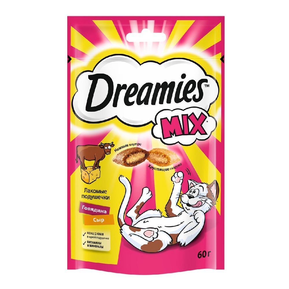

Dreamies Лакомство Подушечки с говядиной и сыром (60 гр.) для кошек