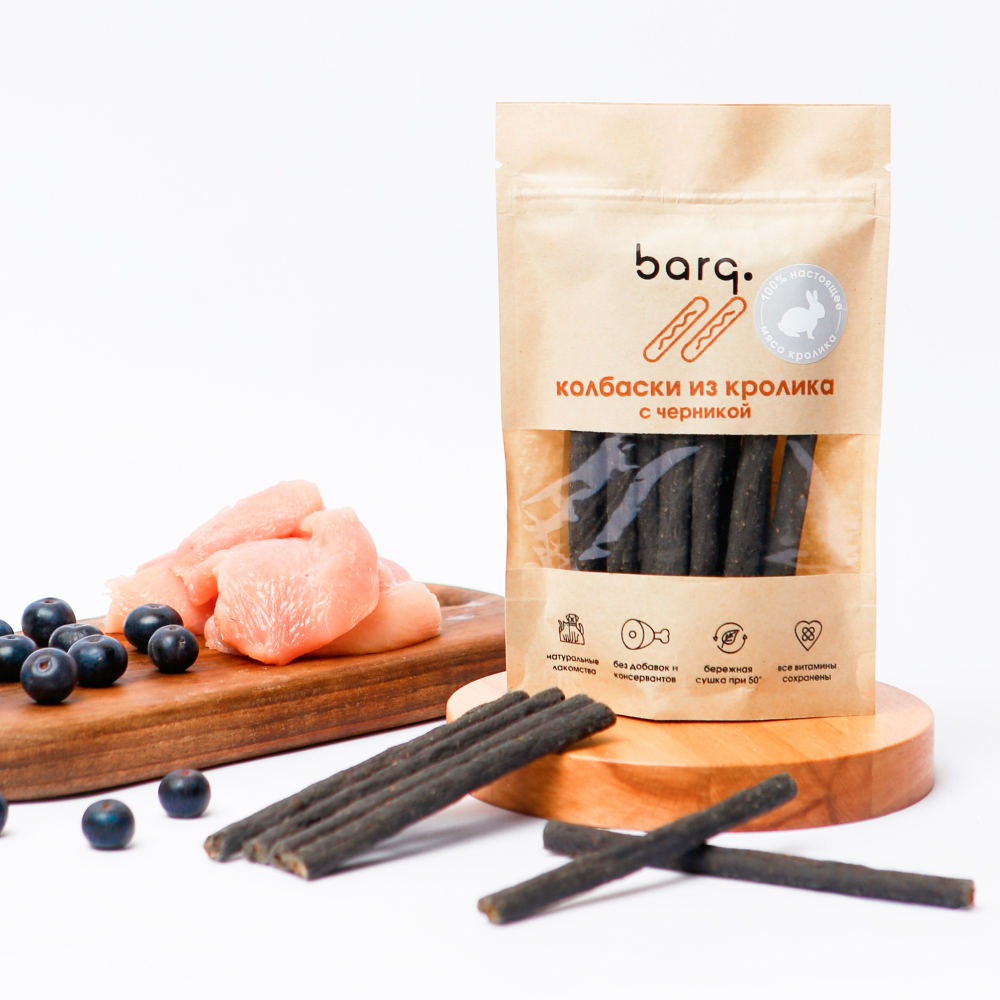 

Barq Лакомство Колбаски из кролика с черникой (70 гр.) для кошек и собак