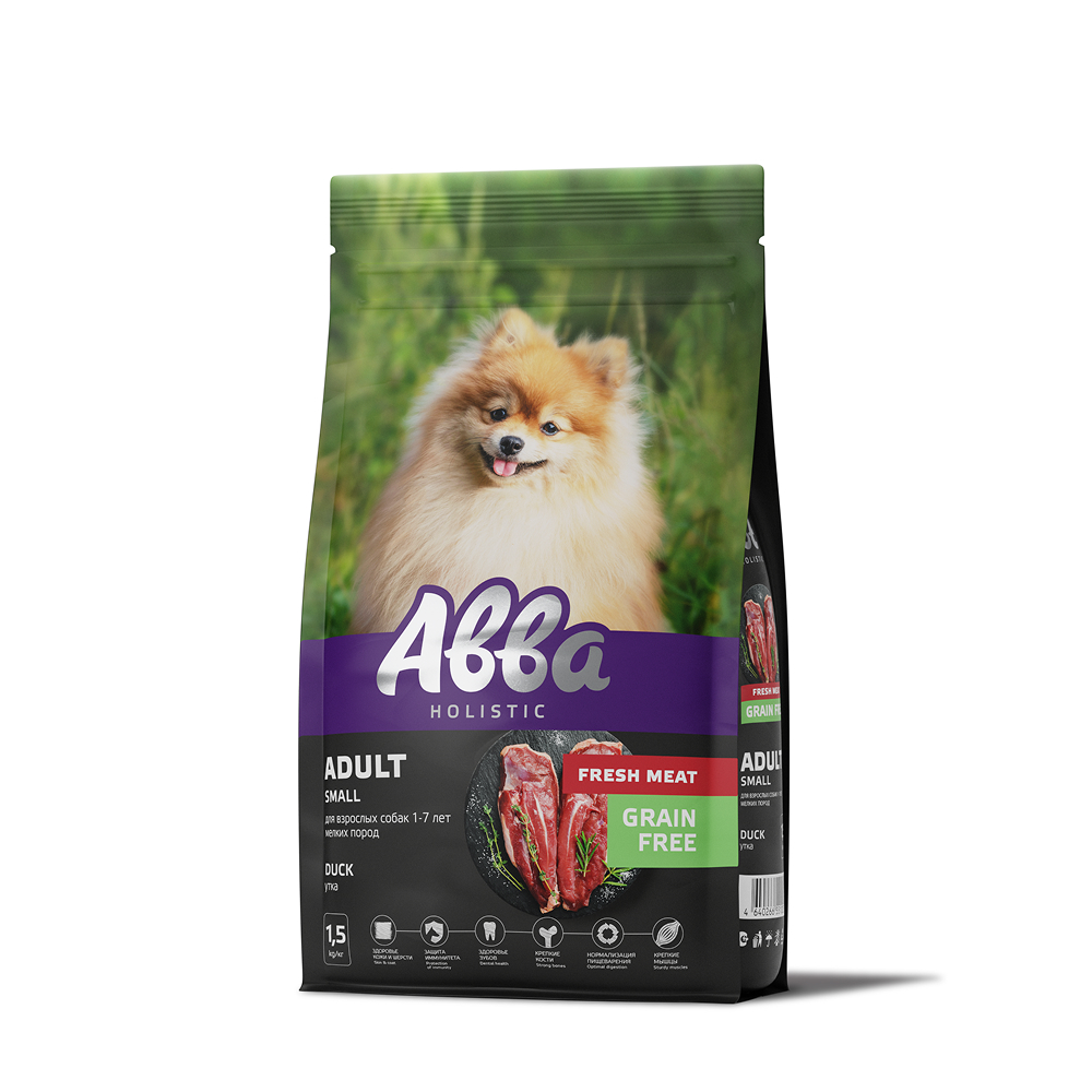 Aвва Adult Сухой корм на основе свежего мяса для взрослых собак мелких пород с уткой 15 кг 1559₽