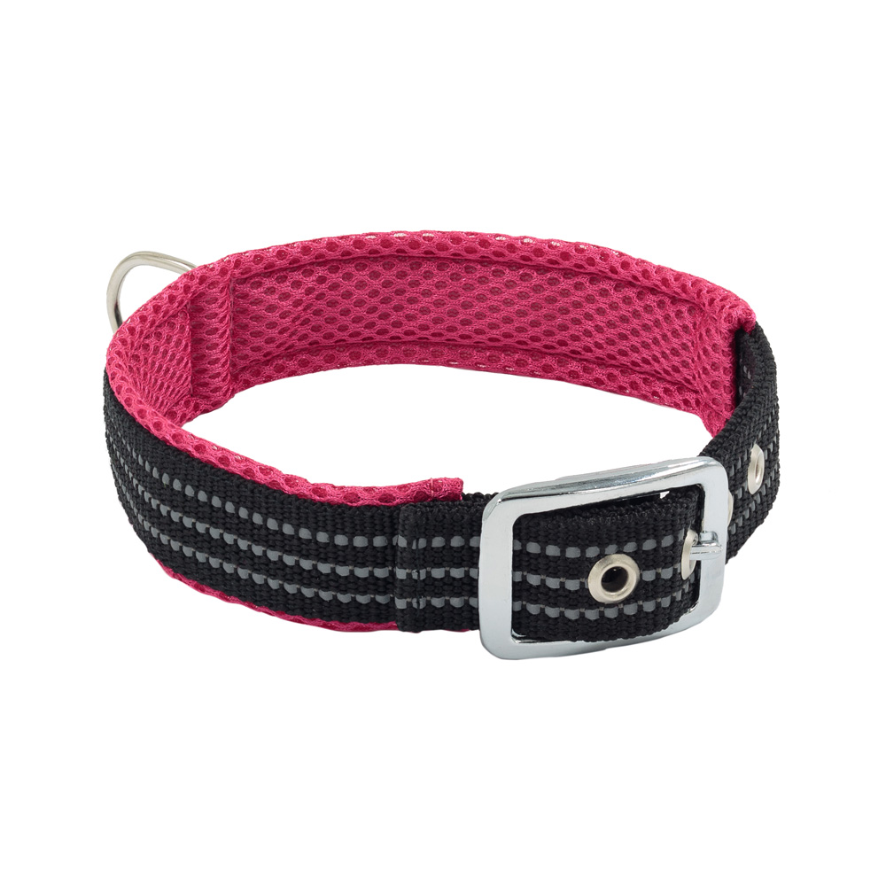 Каскад Ошейник нейлоновый с мягкой подкладкой для собак обхват шеи 39-45 см 25 мм розовый 495₽