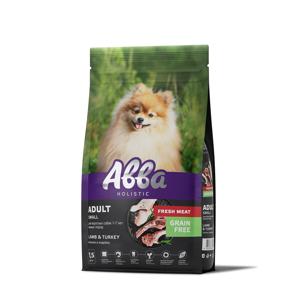 Aвва Adult Сухой корм на основе свежего мяса для взрослых собак мелких пород с ягненком и индейкой 15 кг 1559₽