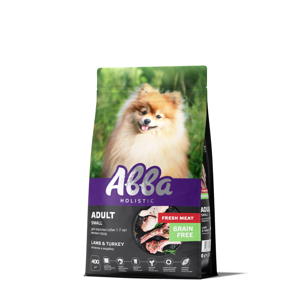 Aвва Adult Сухой корм на основе свежего мяса для взрослых собак мелких пород с ягненком и индейкой 400 гр 489₽