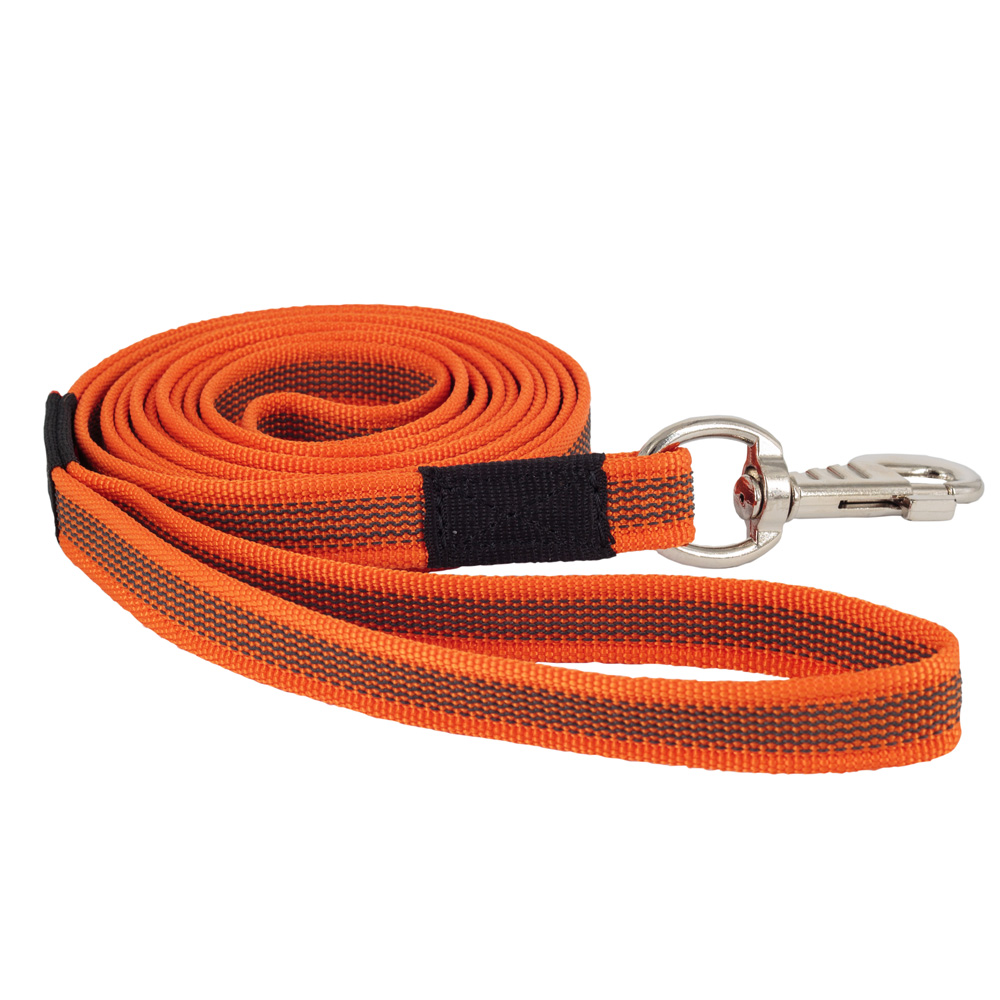 Каскад Поводок нейлоновый с латексной нитью двухсторонний для собак ширина 20 мм длина 5 м оранжевый 749₽