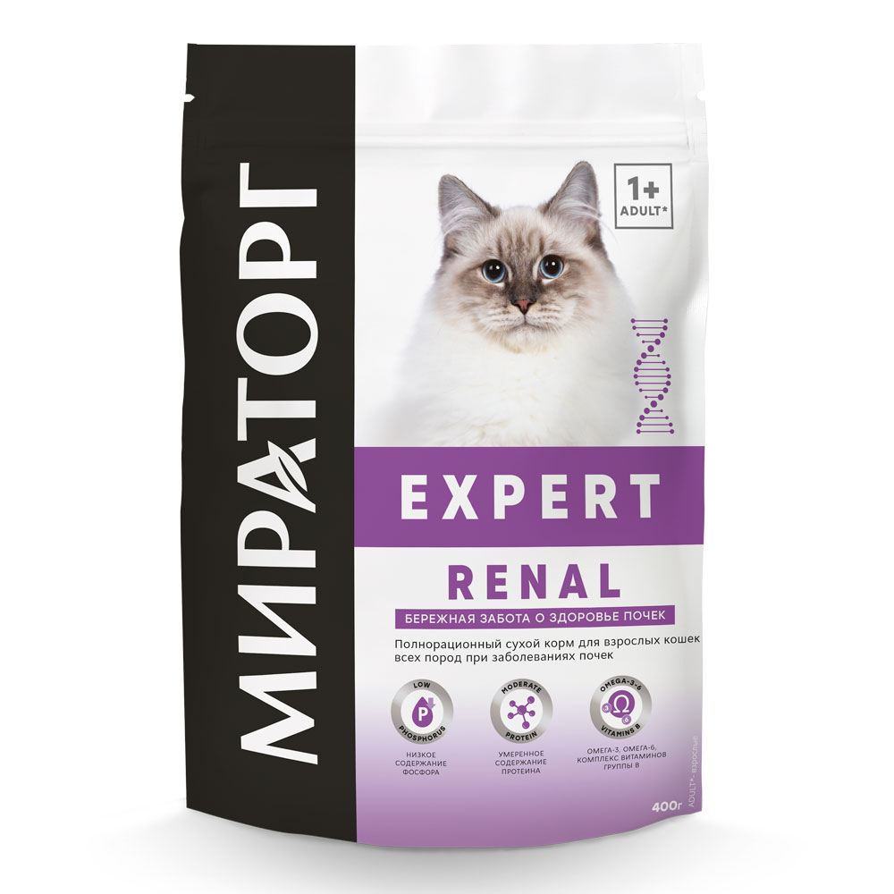 

Мираторг Expert Renal Сухой корм полнорационный для взрослых кошек всех пород Бережная забота о здоровье почек, с курицей, 400 гр.