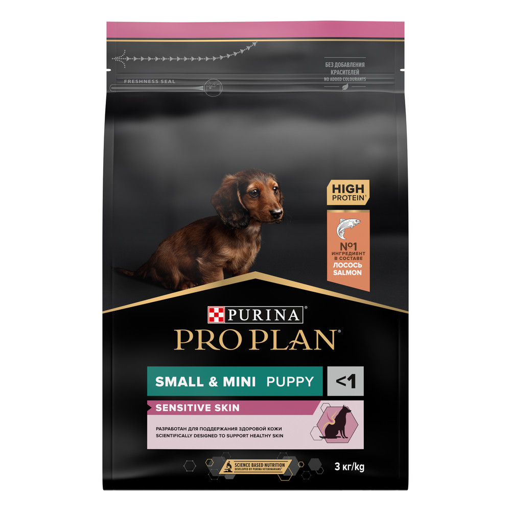 

PRO PLAN® Sensitive Skin Puppy Сухой корм для щенков для мелких и карликовых пород с чувствительной кожей, с лососем, 3 кг