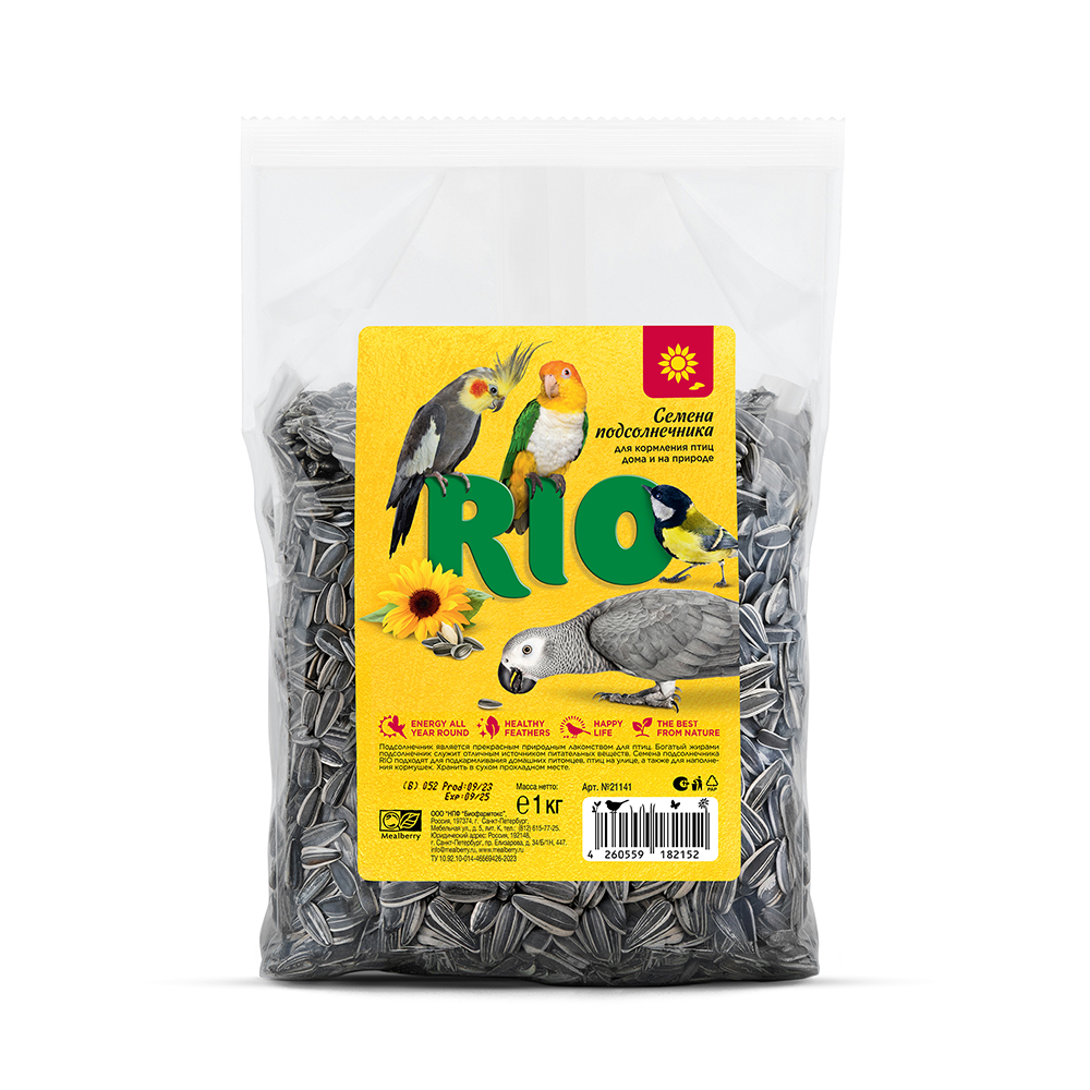 

RIO Семена подсолнечника для птиц и грызунов, 1 кг