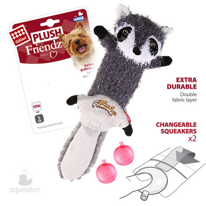 

GiGwi Игрушка для собак Plush Friendz Енот, шкурка с пищалкой средняя 37 см