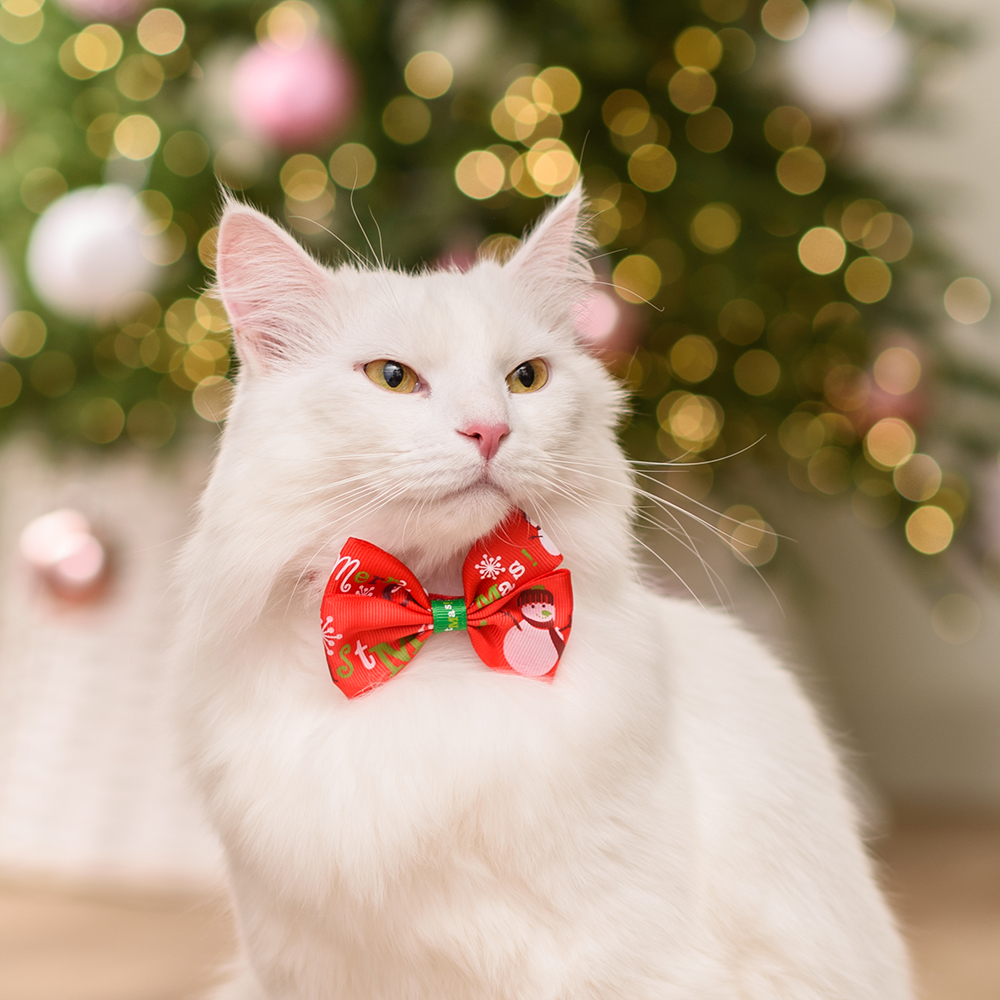 

Petmax Галстук-бант для собак и кошек Новогодний снеговик, 8х5,5 см, красный