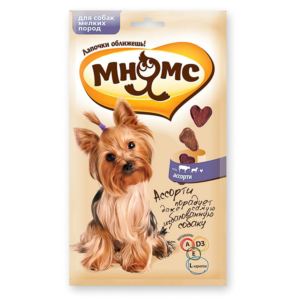 Мнямс Лакомство Ассорти из говядины ягненка и курицы 60 гр для собак мелких пород 309₽