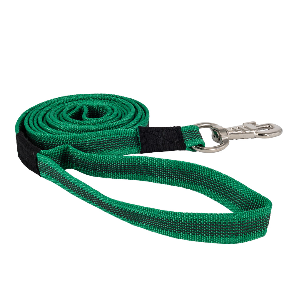 Каскад Поводок нейлоновый с латексной нитью двухсторонний для собак ширина 20 мм длина 5 м зеленый 749₽