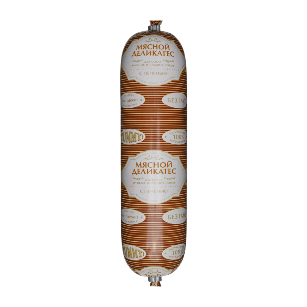 Yummy Колбаса для собак Мясной рацион с печенью 500 гр 255₽