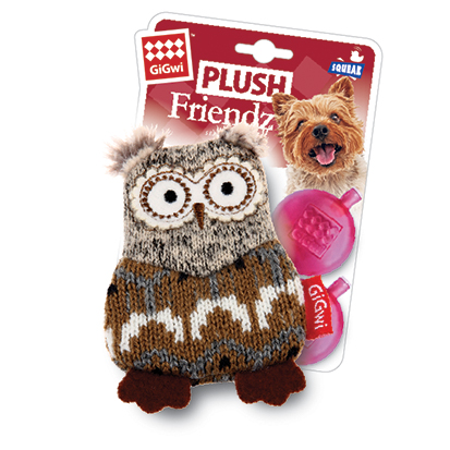 

GiGwi Игрушка для собак Plush Friendz Сова с пищалками текстильная 8 см