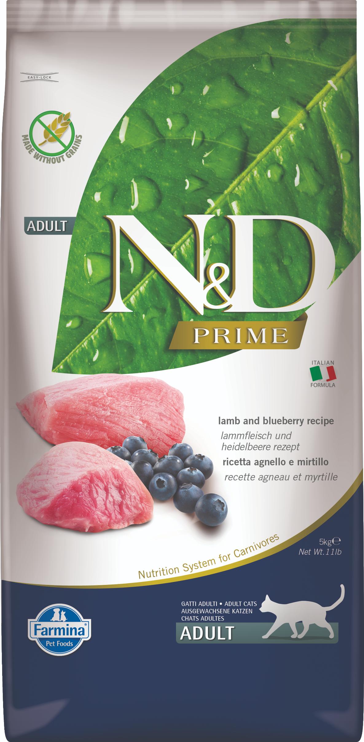 Farmina N D PRIME сухой корм для кошек с ягненком и черникой 5кг 8999₽