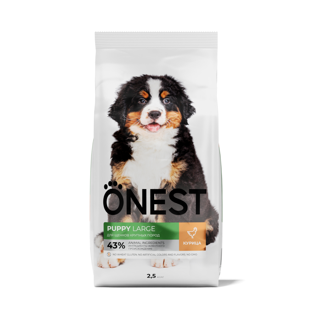 ONEST Puppy Large Сухой полнорационный корм для щенков крупных пород с курицей 25 кг 1685₽