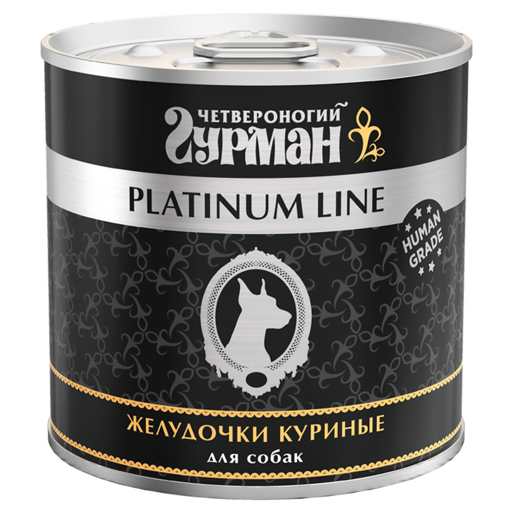 

Четвероногий Гурман PLATINUM LINE Консервы для собак с куриными желудочками, 240 г