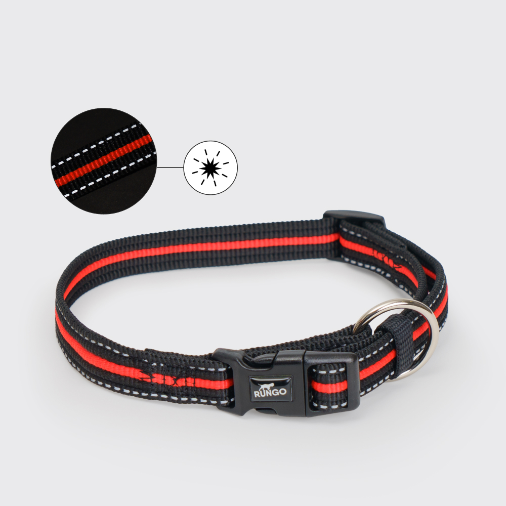 Rungo Ошейник светоотражающий для собак Urban Daily S-M обхват шеи 30-45 см ширина 17 см черно-оранжевый 389₽