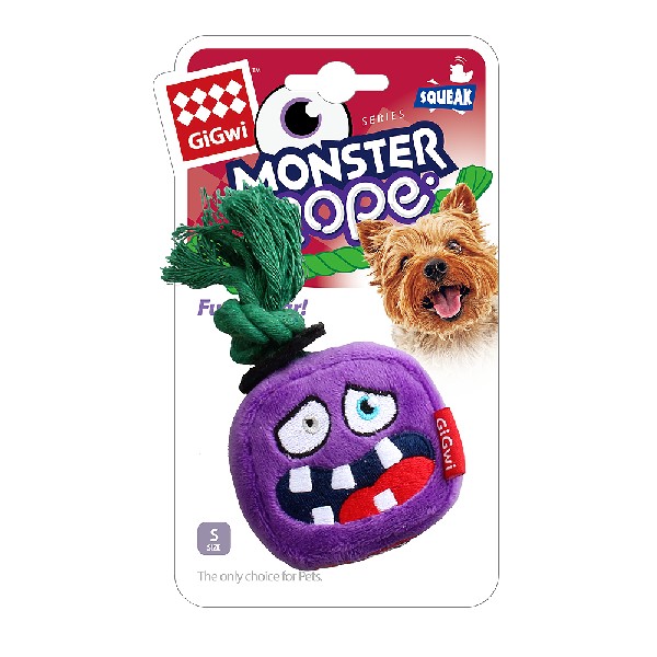 

GiGwi Игрушка для собак Монстр с пищалкой и веревкой 12 см