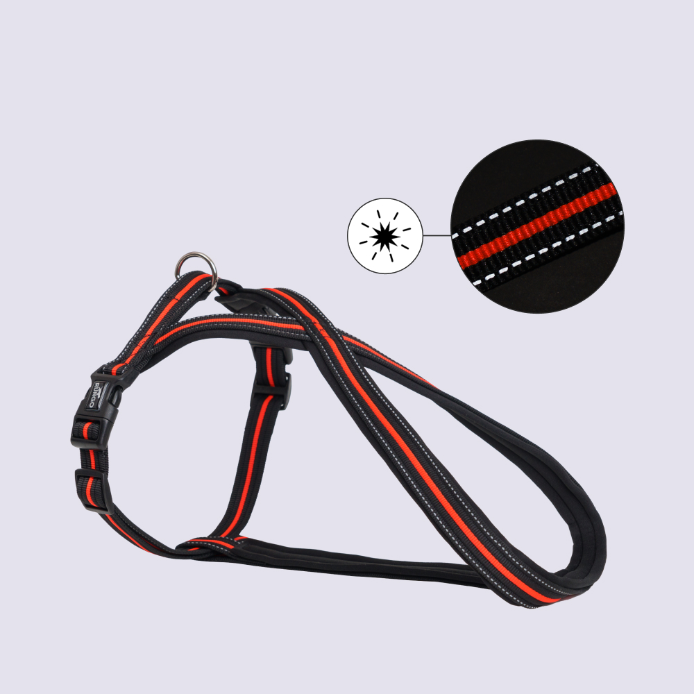 Rungo Шлейка для собак со светоотражающей полоской X-shape L-XL обхват груди 70-100 см ширина ремешка 23 см черно-оранжевый 1399₽