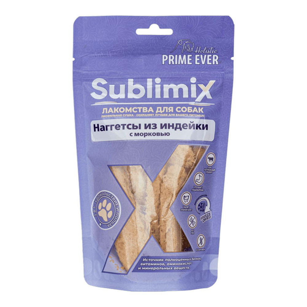 Prime Ever Sublimix Наггетсы из индейки с морковью лакомство для собак 60г 449₽
