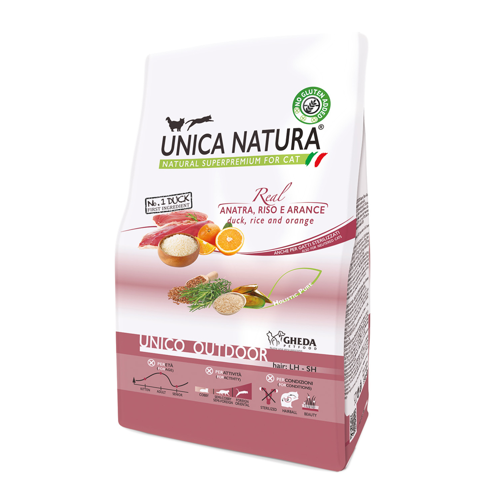 UNICA Natura Outdoor Сухой корм для кошек, с уткой, рисом и апельсинами, 350 гр.