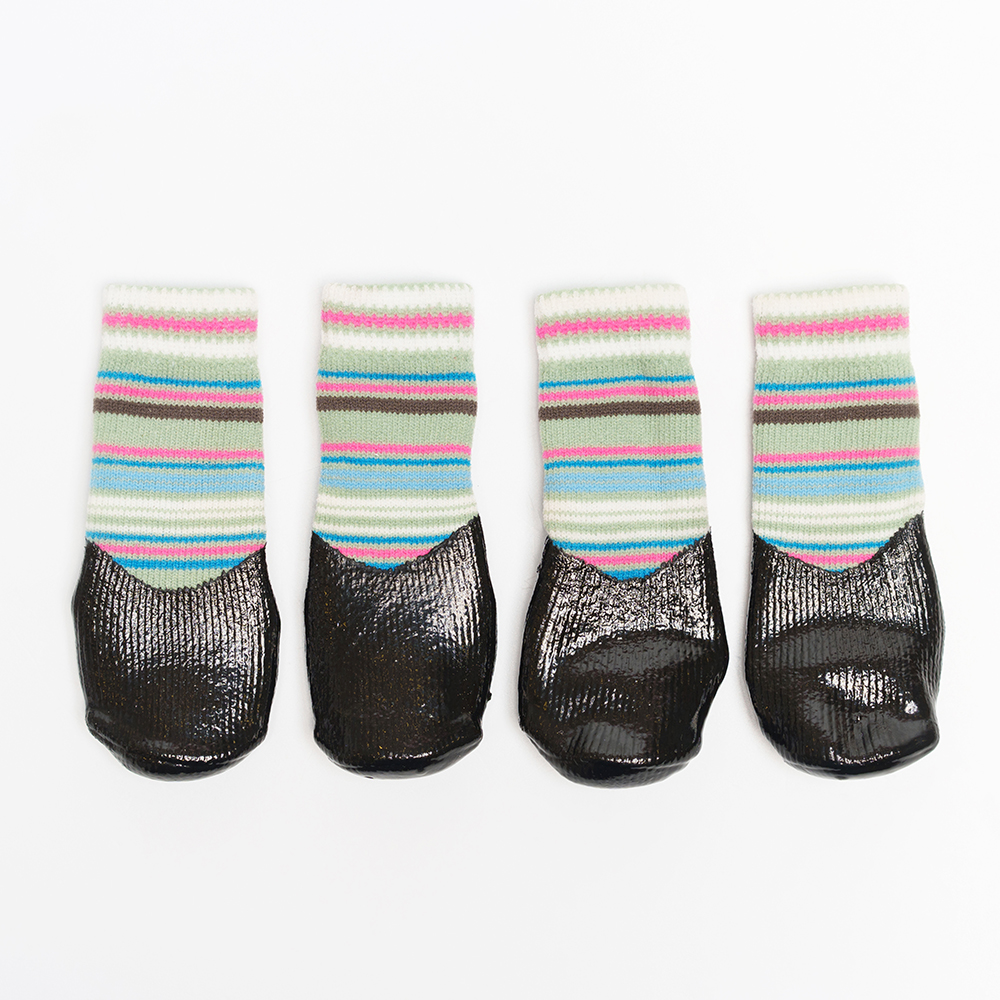 Petmax Носки с полосками и прорезиненной подошвой для собак M зеленые 949₽