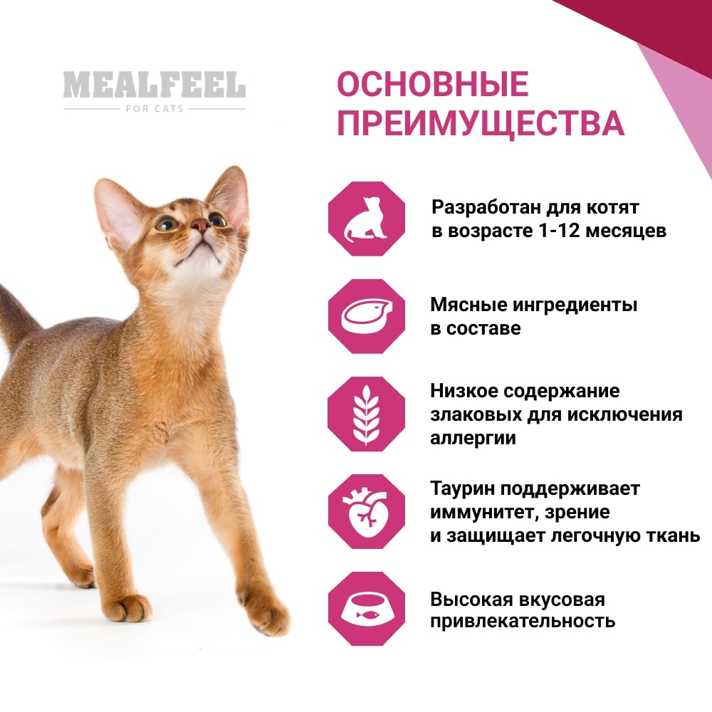 

Mealfeel Корм сухой для котят, с курицей и индейкой, 400 гр.