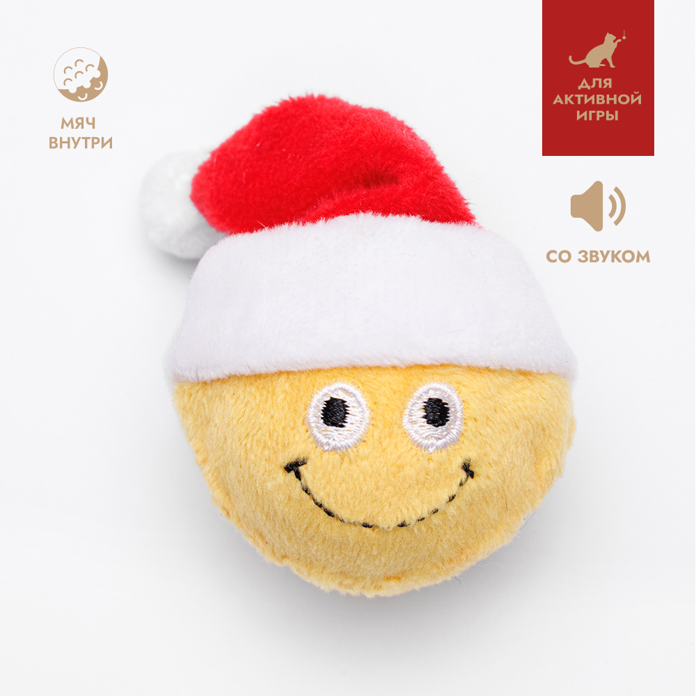 Rurri Игрушка для кошек Мяч Смайлик новогодний 5 см 299₽
