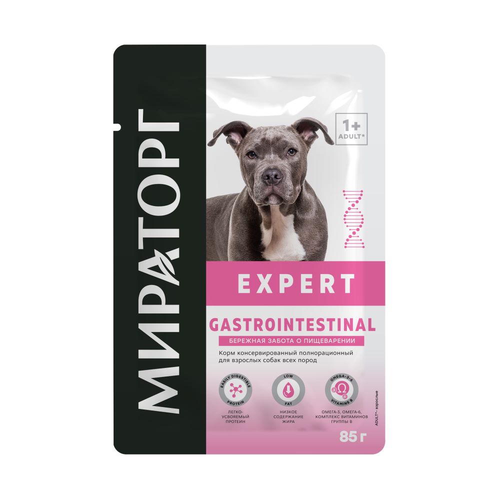

Мираторг Expert Gastrointestinal Влажный корм (пауч) для взрослых собак всех пород Бережная забота о пищеварении, с курицей, 85 гр.