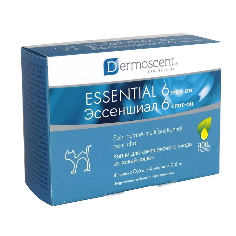 LDCA Франция Dermoscent Essential 6 spot-on для кошек, 4 пипетки/уп