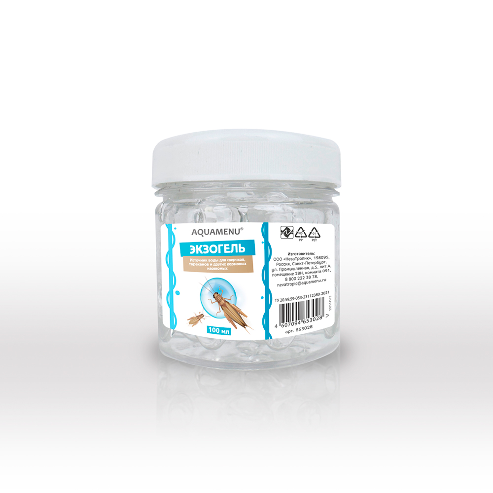 Аква Меню Экзогель Гель для питья сверчков тараканов и других кормовых насекомых 100 мл 199₽