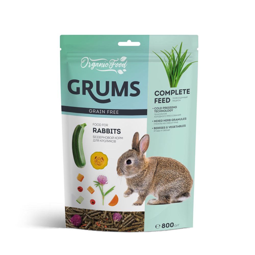 GRUMS Корм беззерновой для кроликов 800 гр 499₽