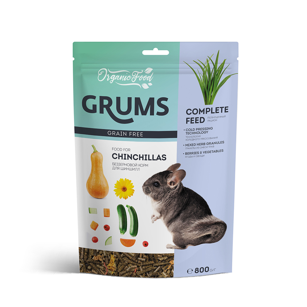 GRUMS Корм беззерновой для шиншилл 800 гр 499₽