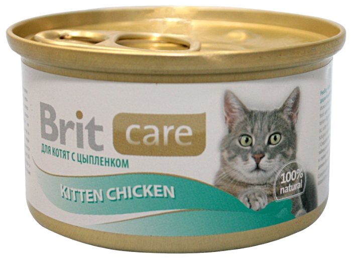 

Brit Care Влажный корм (консервы) для котят, с цыпленком, 80 гр.