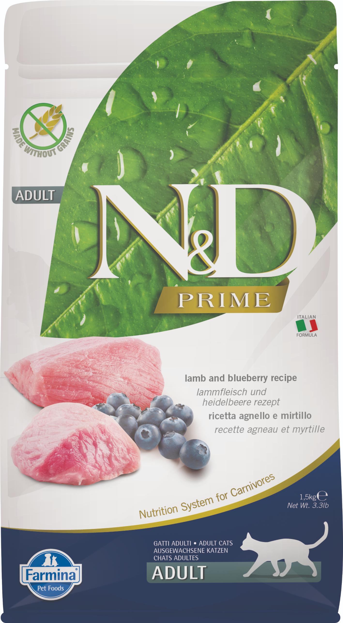 

Farmina N&D PRIME сухой корм для кошек, с ягненком и черникой, 1,5кг