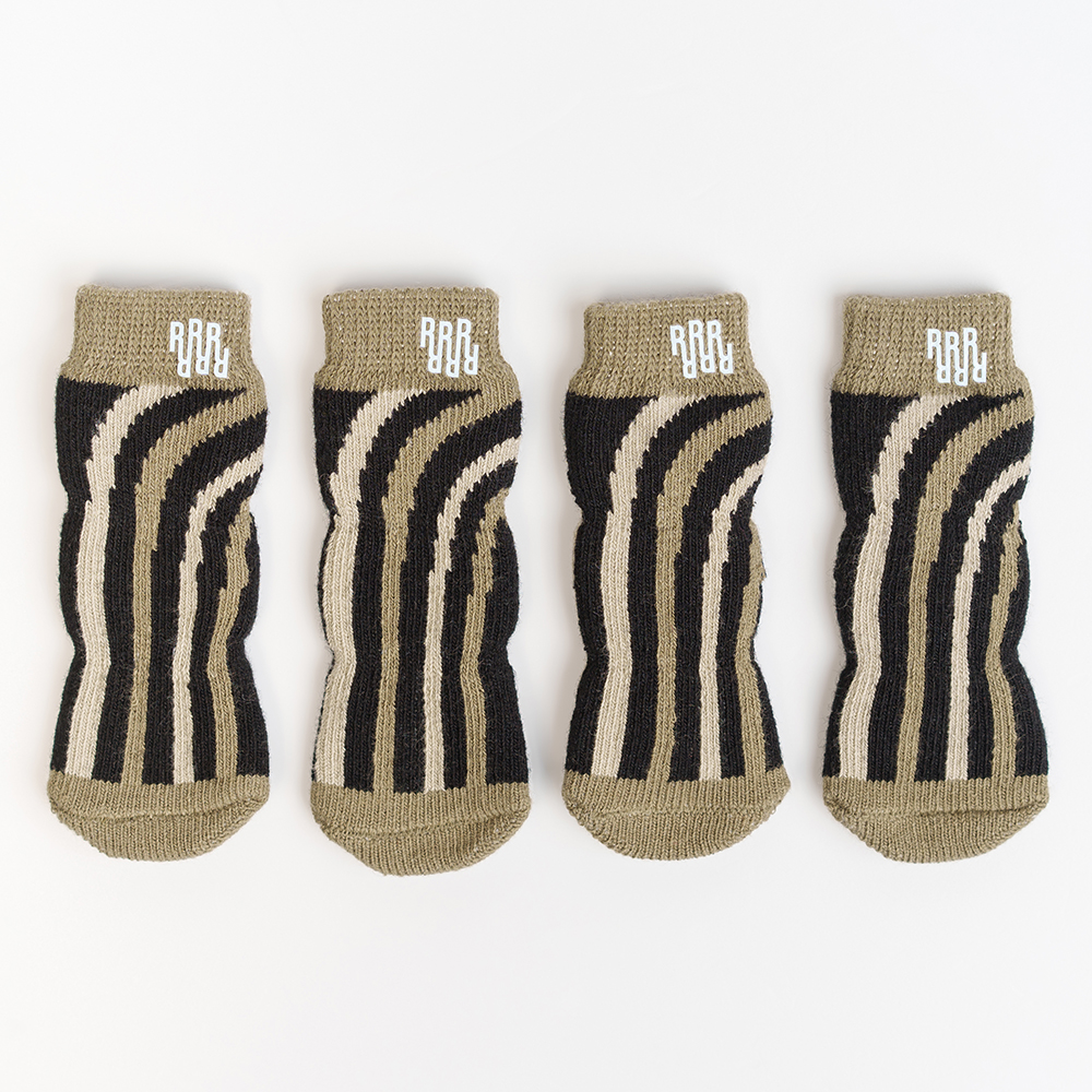 Rurri Носки удлиненные в полоску для собак, M, зеленый