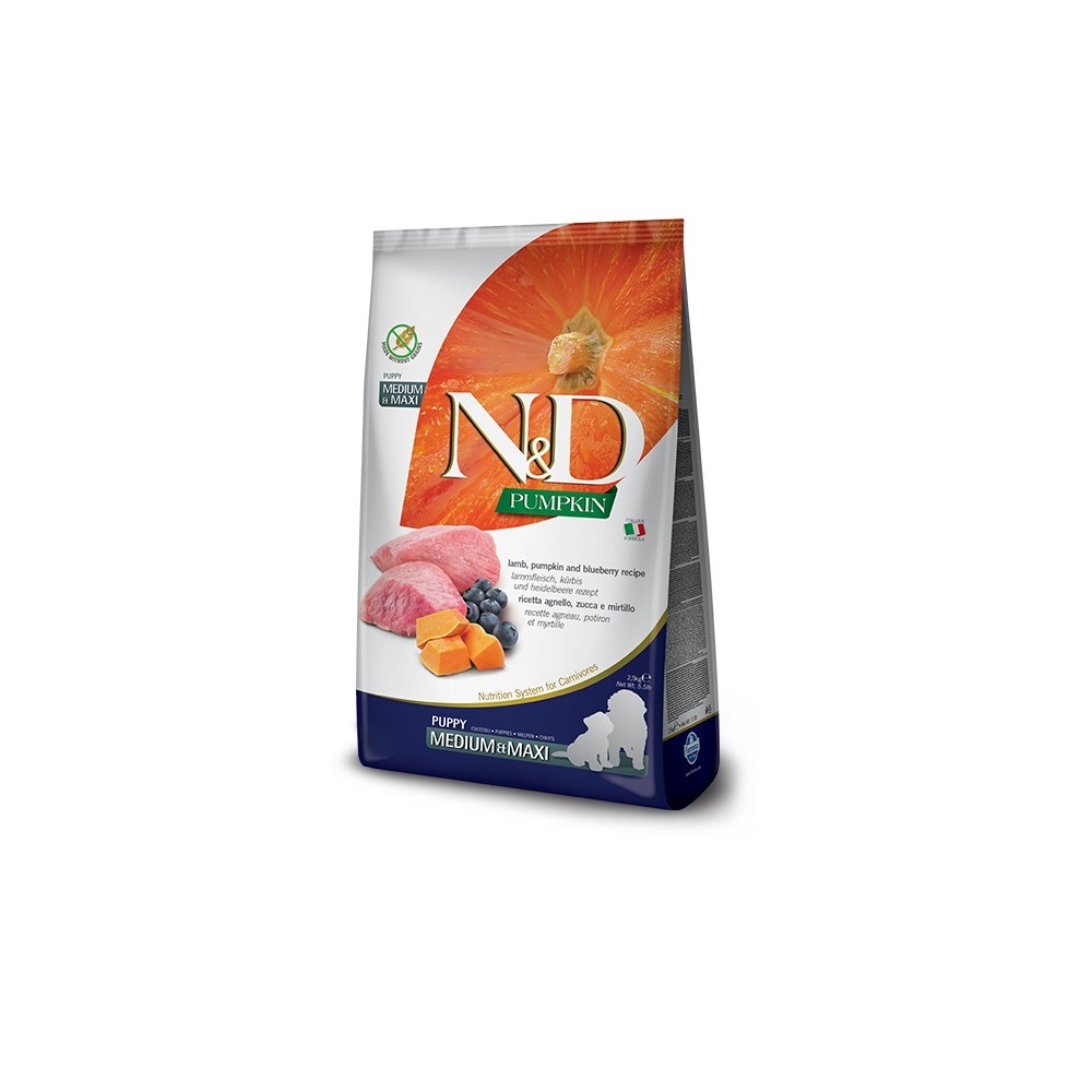 Farmina N D PUMPKIN Сухой корм для щенков средних и крупных пород с ягненком тыквой и черникой 25 кг 4745₽