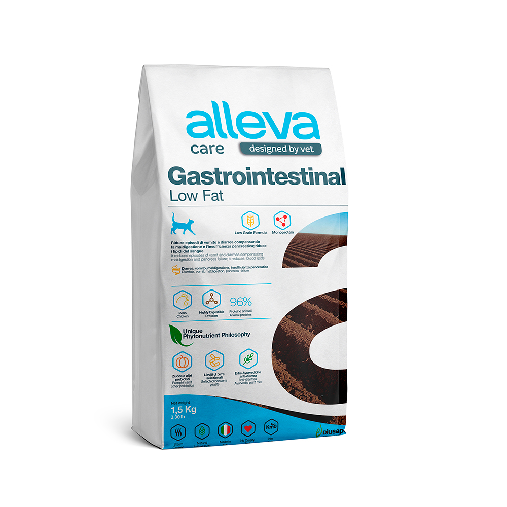 

ALLEVA Cat Gastrointestinal Low Fat Сухой диетический корм для кошек, 1,5 кг