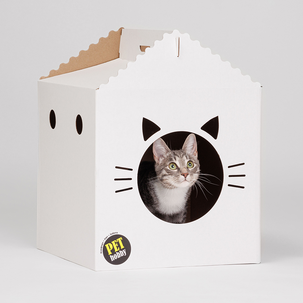 

Pet Hobby Домик из картона для кошек, 35х35 см, белый