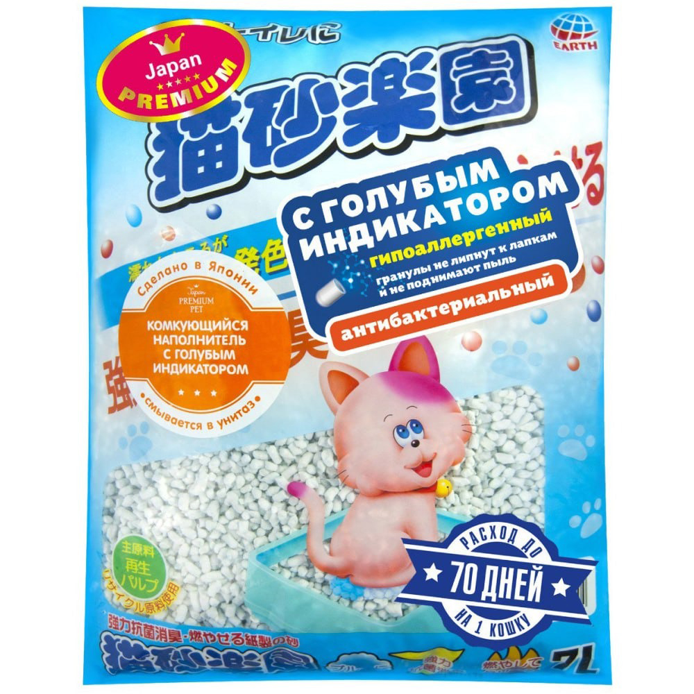 Japan Premium Pet Наполнитель полимерный комкующийся с голубым индикатором для кошачьего туалета 7л 1577₽