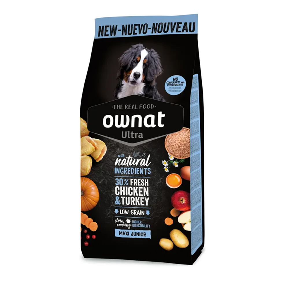 Ownat Maxi Junior Ultra Сухой корм для щенков крупных пород с курицей и индейкой 12 кг 8699₽