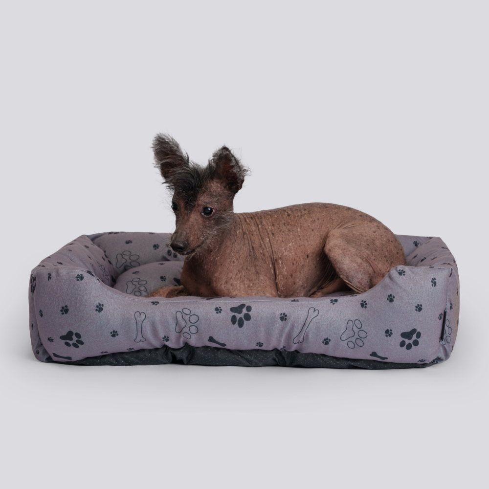

Petmax Лежак для кошек и собак, 70х60 см, серый с лапками