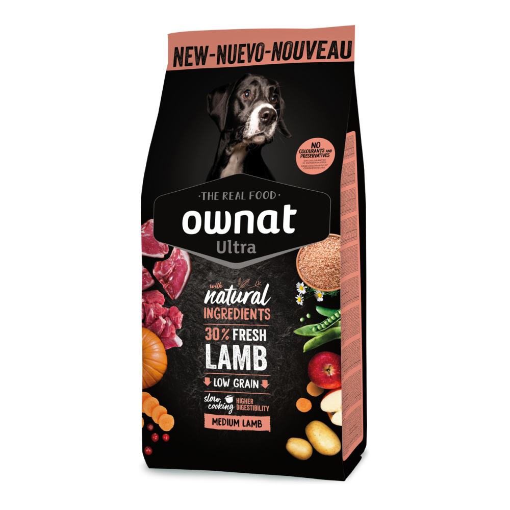 

Ownat Medium Adult Ultra Сухой корм для собак средних пород, с ягненком и рисом, 3 кг