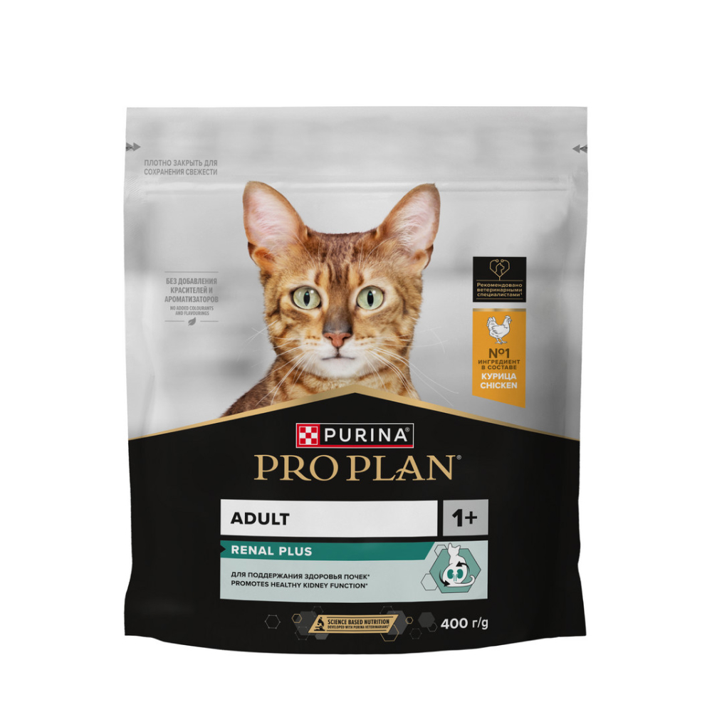 PRO PLAN Renal Plus Сухой корм для поддержания здоровья почек у взрослых кошек с высоким содержанием курицы 400 гр 579₽