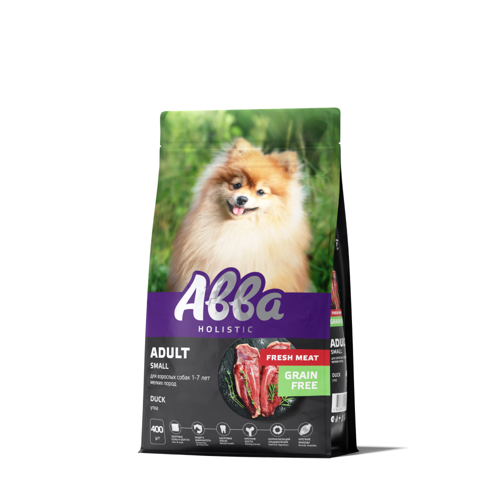 Aвва Adult Сухой корм на основе свежего мяса для взрослых собак мелких пород с уткой 400 гр 489₽