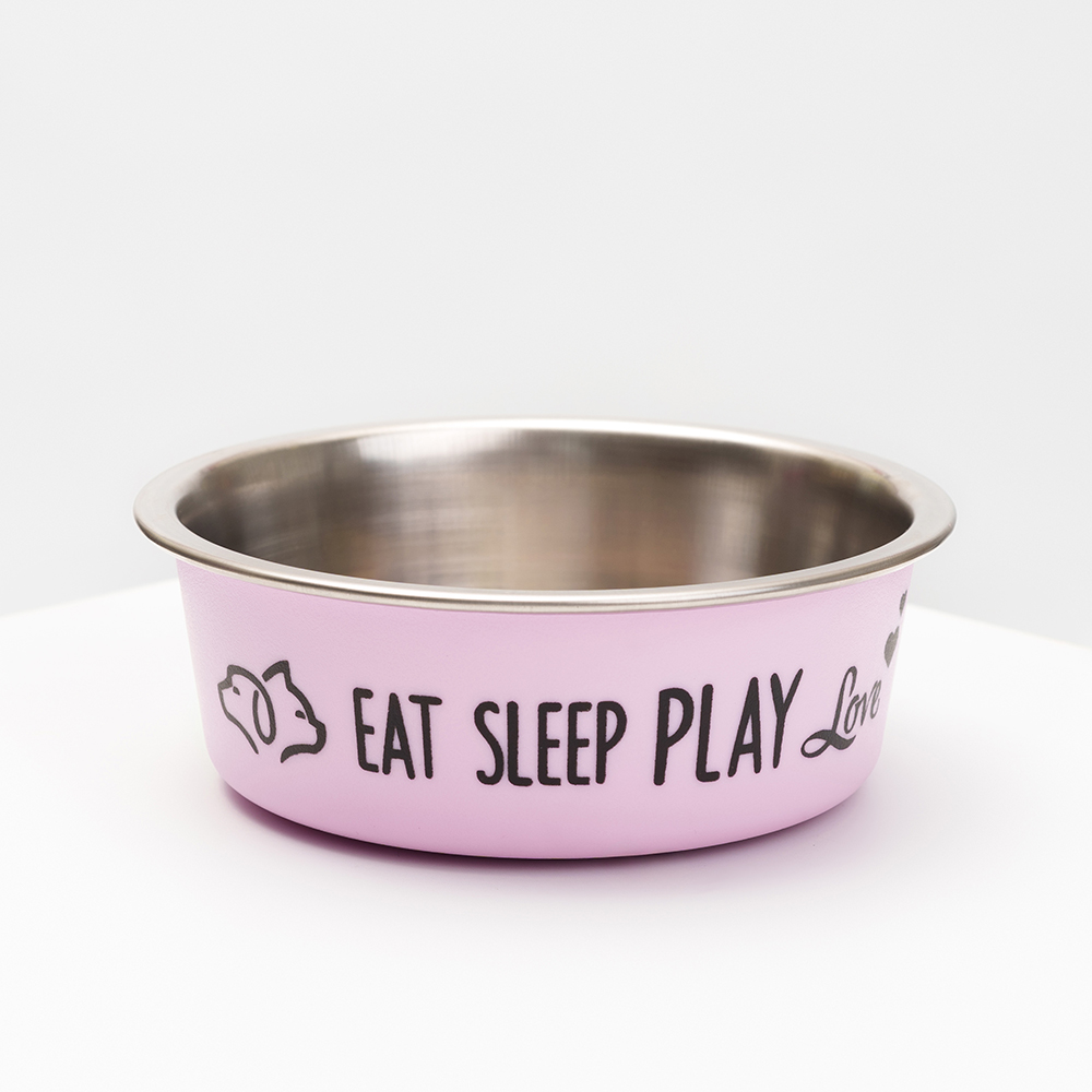 

Petmax Миска для кошек и собак Eat sleep play, 300 мл, 12,5х4,5 см, розовая