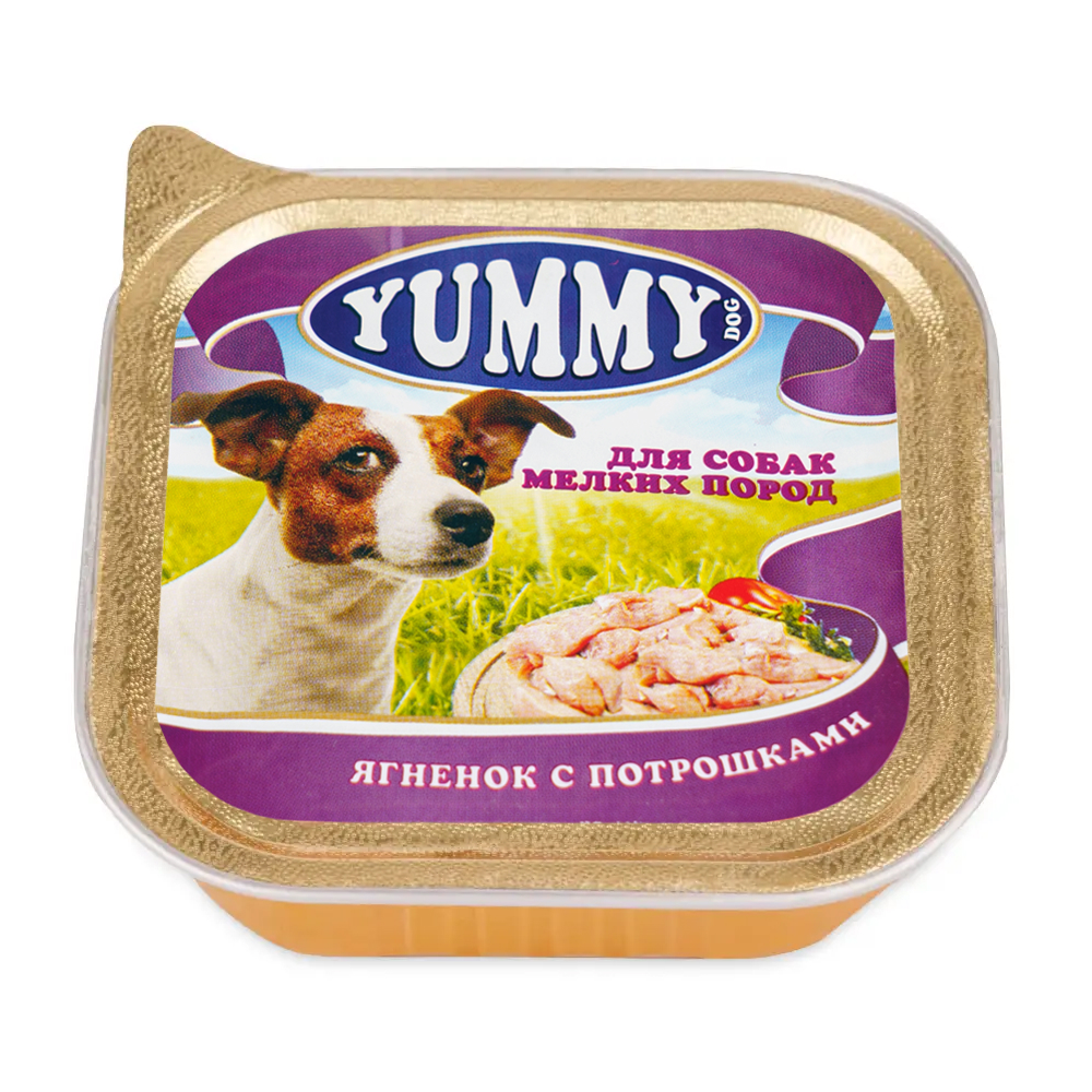 Yummy Влажный корм консервы для собак мелких пород с ягненком и потрошками 100 гр 77₽
